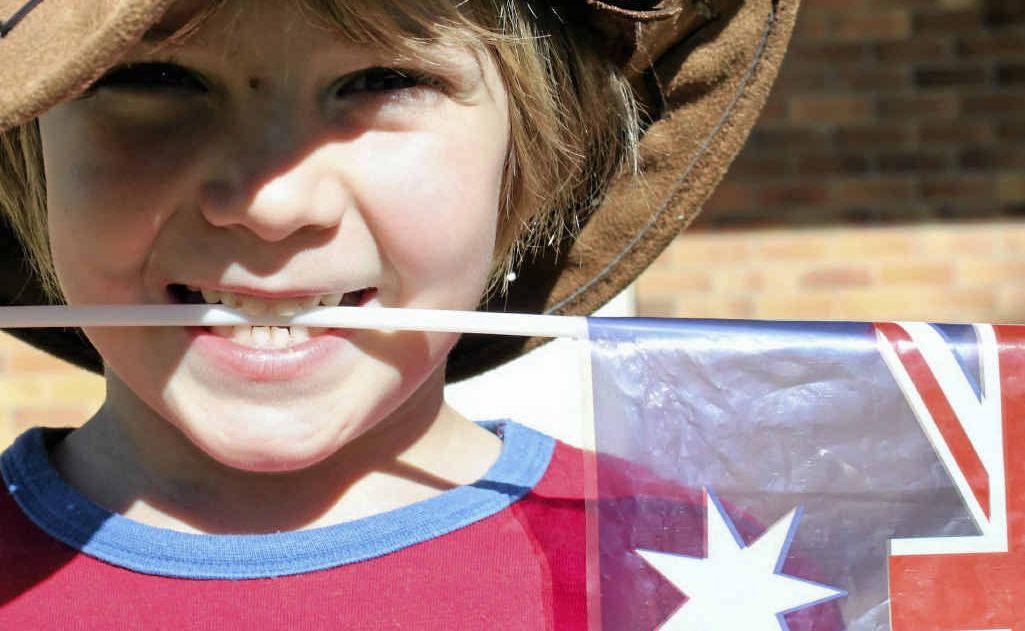 Landon Moore shows his Aussie spirit. Landon Moore shows his Aussie spirit.